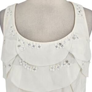 SALE Ann Taylor Tiered Ruffle Tank Top with 3D flowers And Crystals